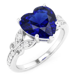 Natural Sapphire Ring 3ct - White Gold 14K