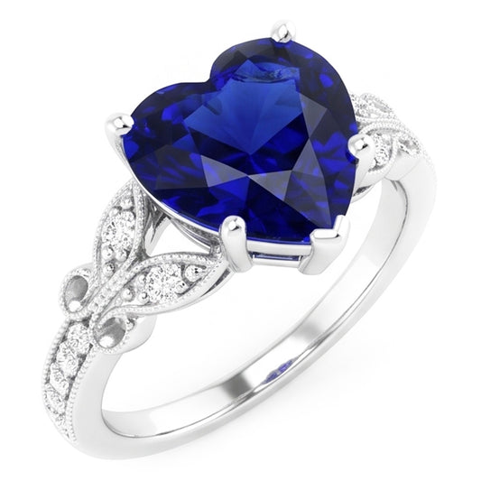 Natural Sapphire Ring 3ct - White Gold 14K