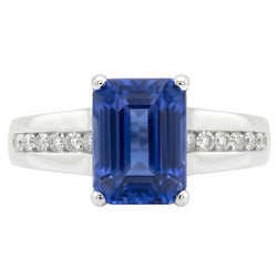 Natural Sapphire Ring 3ct - White Gold 14K