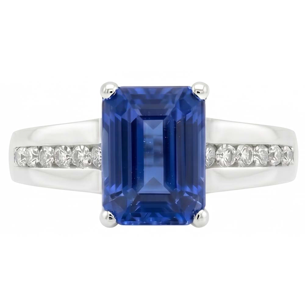 Natural Sapphire Ring 3ct - White Gold 14K