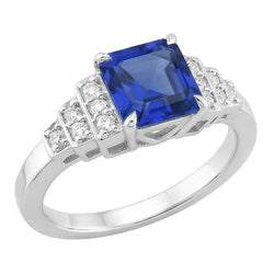 Natural Sapphire Ring 3ct - White Gold 14K