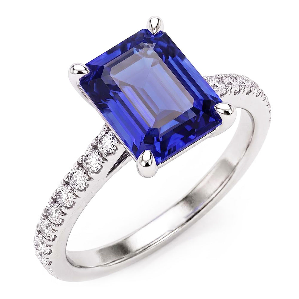 Natural Sapphire Ring 3ct - White Gold 14K