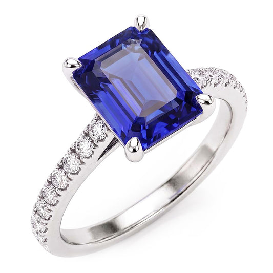 Natural Sapphire Ring 3ct - White Gold 14K