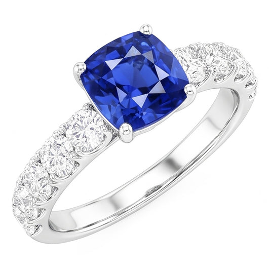 Natural Sapphire Ring 3ct - White Gold 14K
