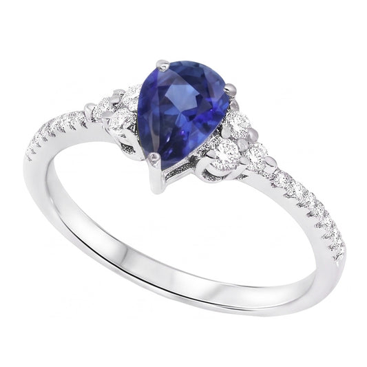 Natural Sapphire Ring 3ct - White Gold 14K