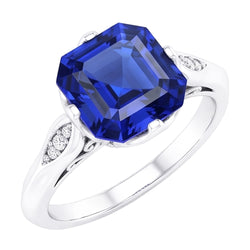 Natural Sapphire Ring 3ct - White Gold 14K