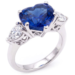 Natural Sapphire Ring 3ct - White Gold 14K