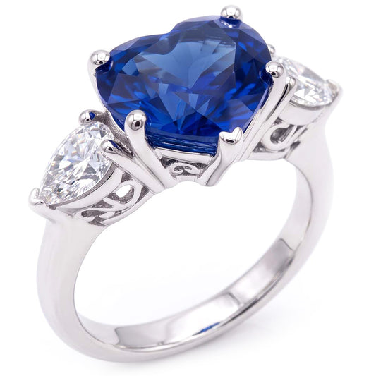 Natural Sapphire Ring 3ct - White Gold 14K