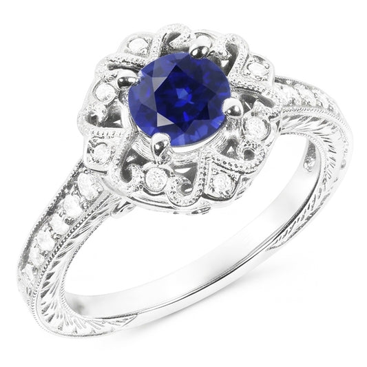 Natural Sapphire Ring 3ct - White Gold 14K