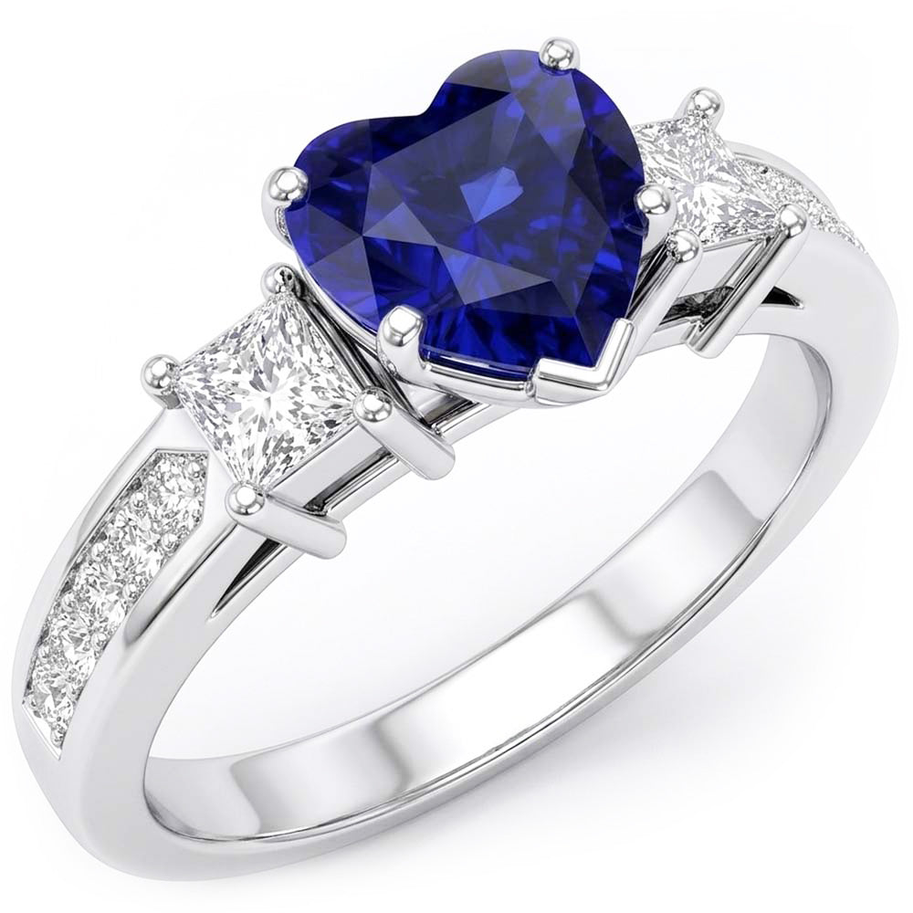 Natural Sapphire Ring 3ct - White Gold 14K