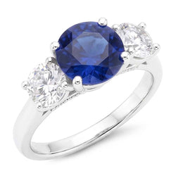 Natural Sapphire Ring 3ct - White Gold 14K