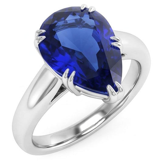 Natural Sapphire Ring 3ct - White Gold 14K