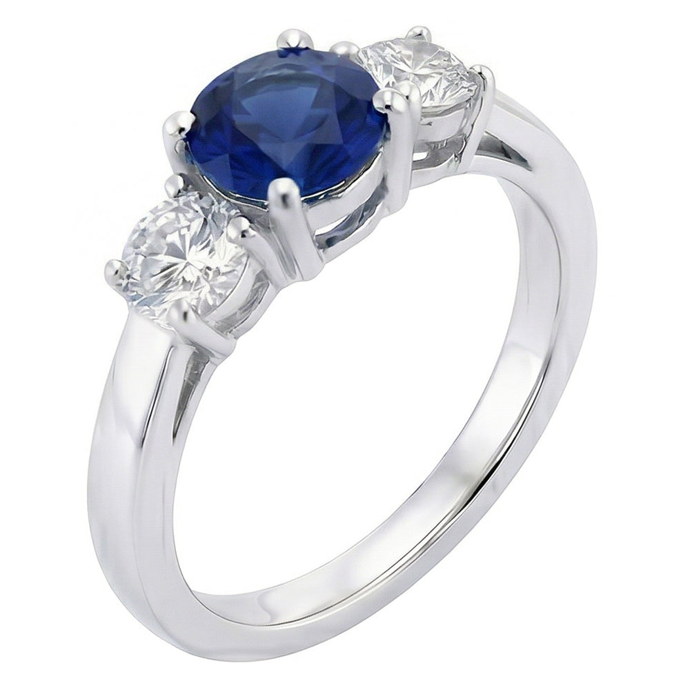 Natural Sapphire Ring 3ct - White Gold 14K