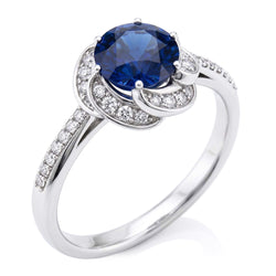 Natural Sapphire Ring 3ct - White Gold 14K