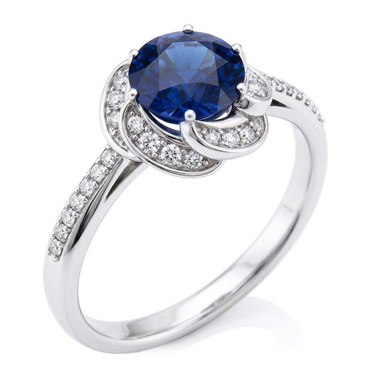 Natural Sapphire Ring 3ct - White Gold 14K
