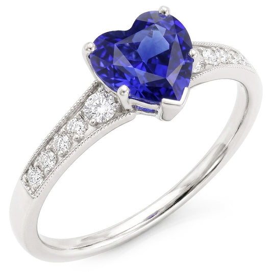 Natural Sapphire Ring 3ct - White Gold 14K