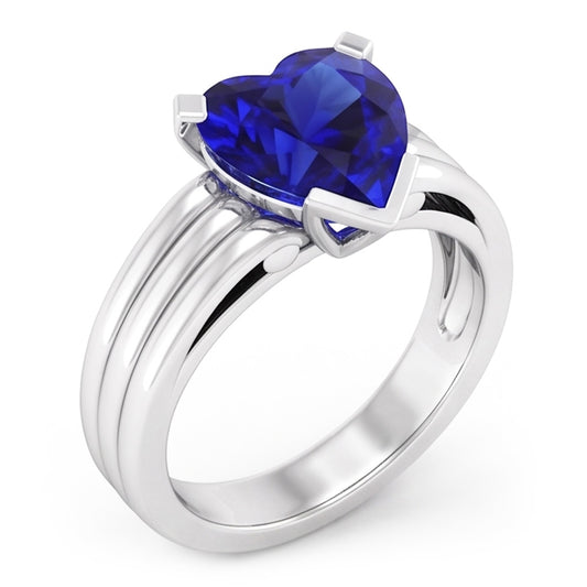 Natural Sapphire Ring 3ct - White Gold 14K