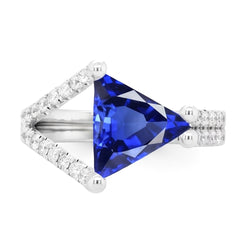 Natural Sapphire Ring 3ct - White Gold 14K