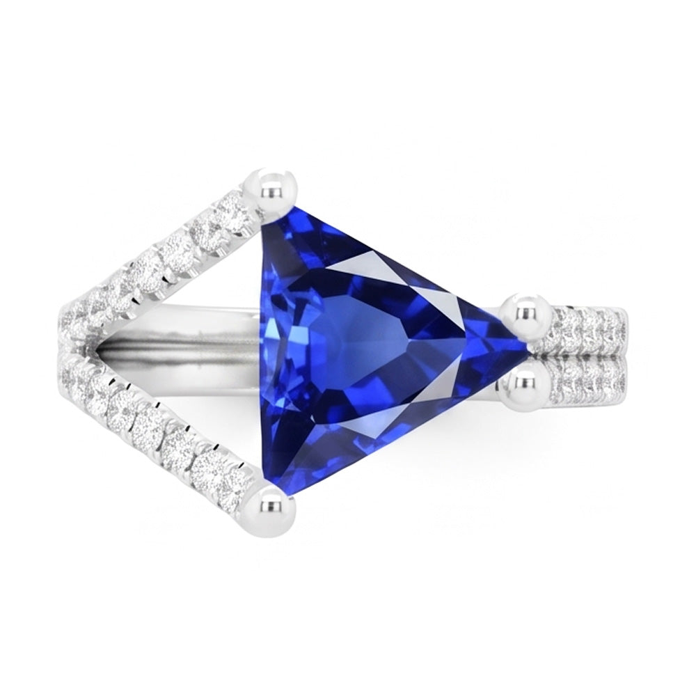 Natural Sapphire Ring 3ct - White Gold 14K