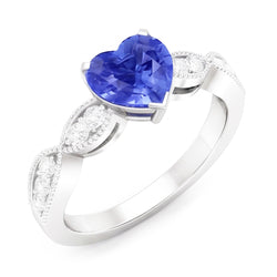 Natural Sapphire Ring 3ct - White Gold 14K