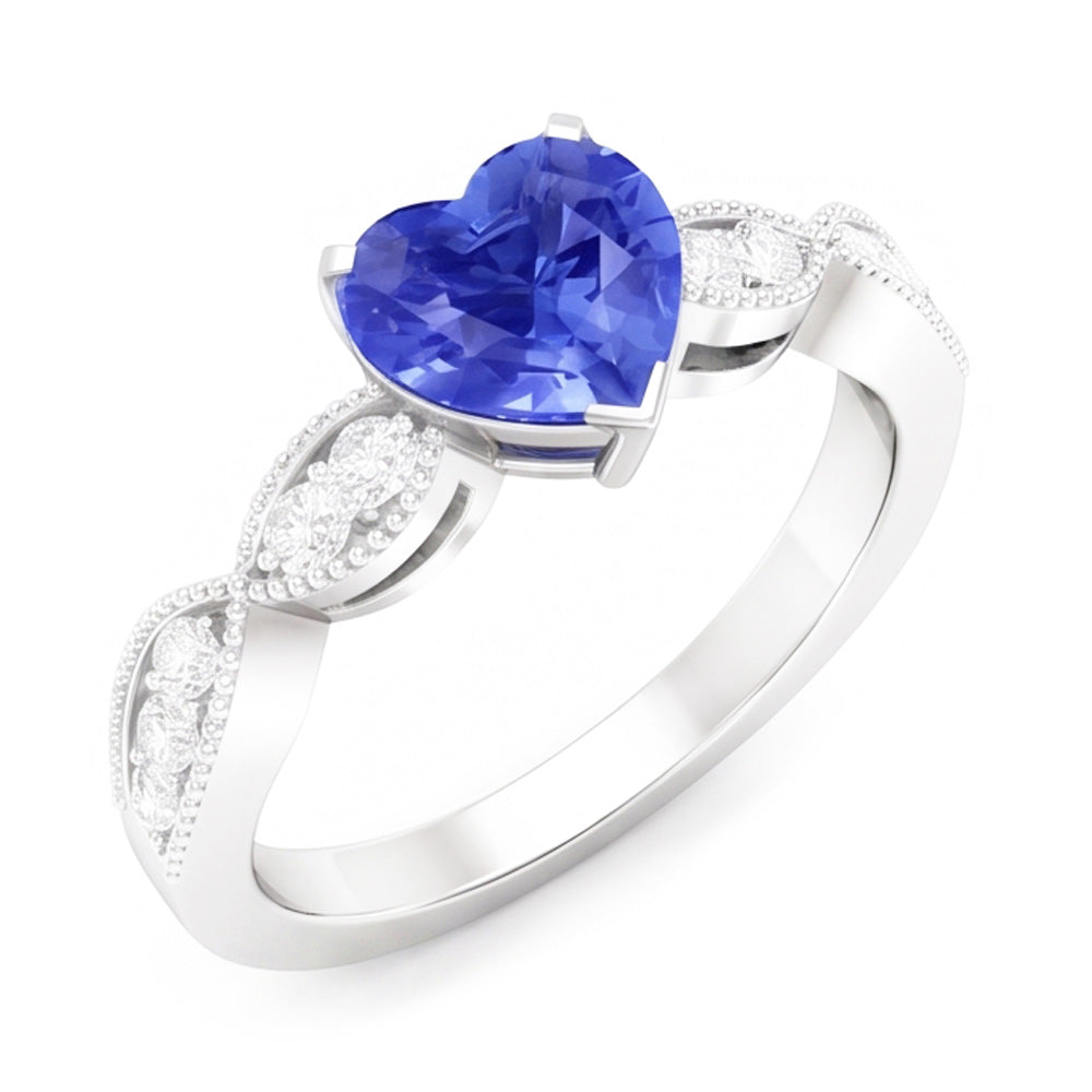 Natural Sapphire Ring 3ct - White Gold 14K