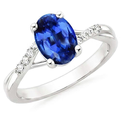 Natural Sapphire Ring 3ct - White Gold 14K