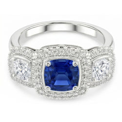 Natural Sapphire Ring 3ct - White Gold 14K