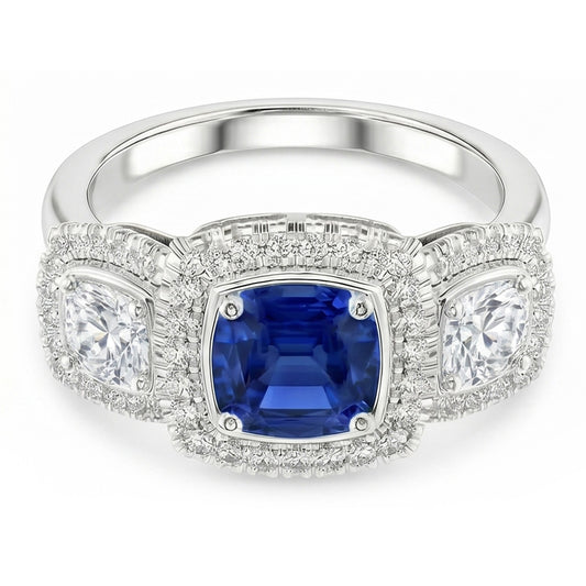 Natural Sapphire Ring 3ct - White Gold 14K