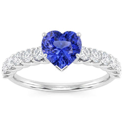Natural Sapphire Ring 3ct - White Gold 14K