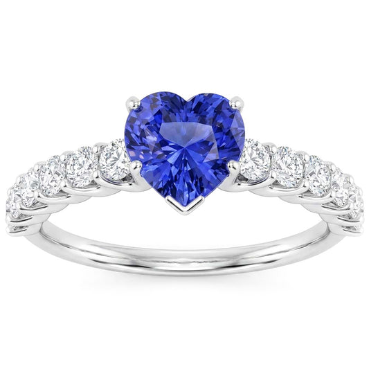 Natural Sapphire Ring 3ct - White Gold 14K
