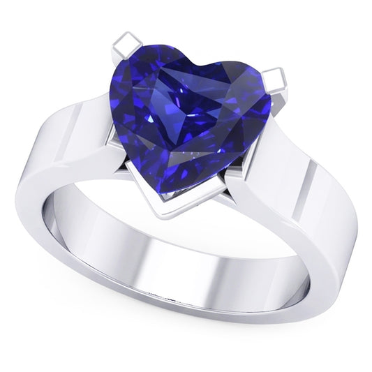 Natural Sapphire Ring 3ct - White Gold 14K