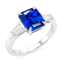 Natural Sapphire Ring 3ct - White Gold 14K