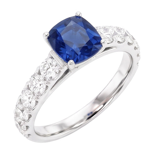 Natural Sapphire Ring 3ct - White Gold 14K