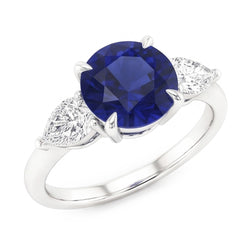 Natural Sapphire Ring 3ct - White Gold 14K