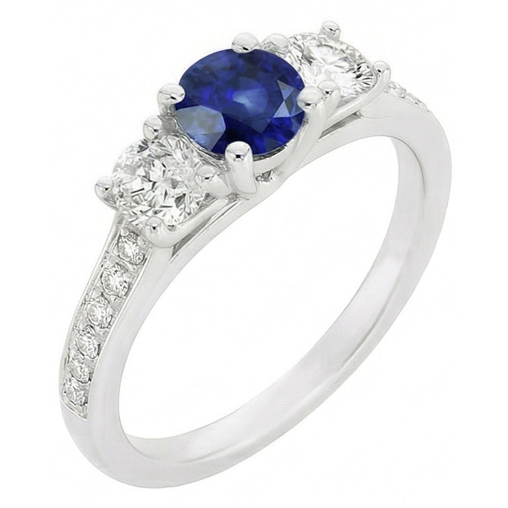 Natural Sapphire Ring 3ct - White Gold 14K
