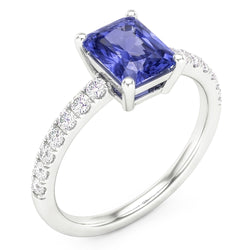 Natural Sapphire Ring 3ct - White Gold 14K