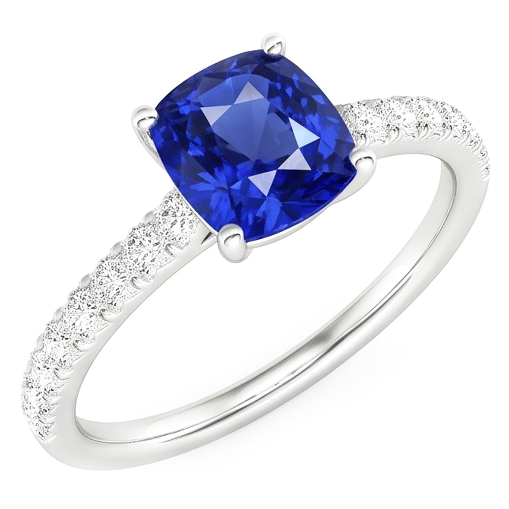 Natural Sapphire Ring 3ct - White Gold 14K