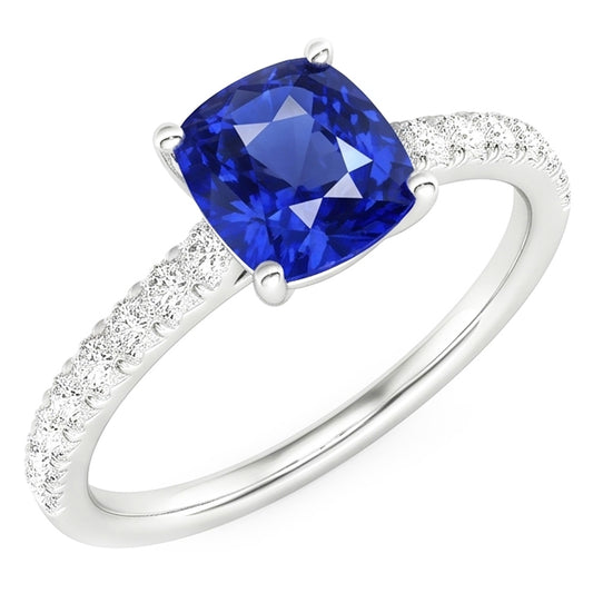 Natural Sapphire Ring 3ct - White Gold 14K