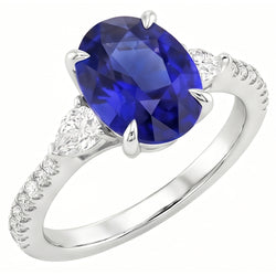 Natural Sapphire Ring 3ct - White Gold 14K