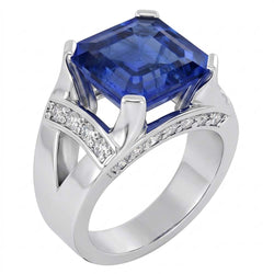Natural Sapphire Ring 3ct - White Gold 14K