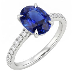 Natural Sapphire Ring 3ct - White Gold 14K
