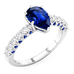 Natural Sapphire Ring 3ct - White Gold 14K