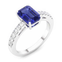 Natural Sapphire Ring 3ct - White Gold 14K