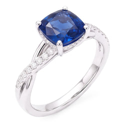Natural Sapphire Ring 3ct - White Gold 14K