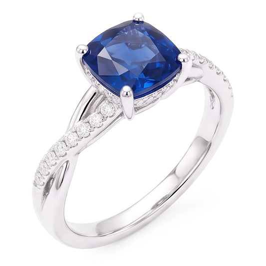 Natural Sapphire Ring 3ct - White Gold 14K