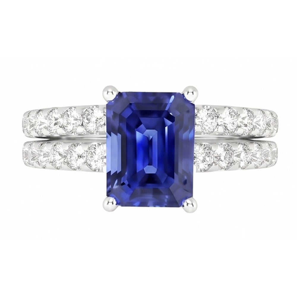 Natural Sapphire Ring 3ct - White Gold 14K