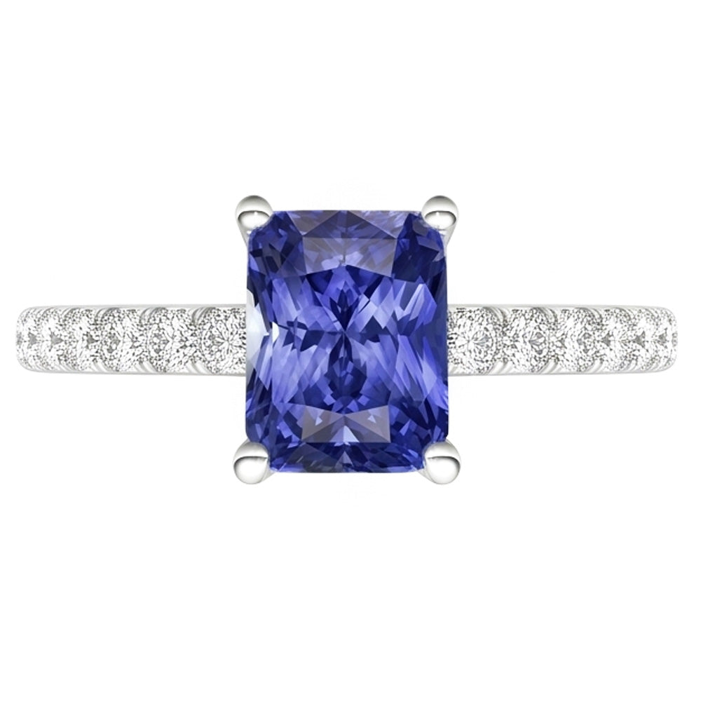 Natural Sapphire Ring 3ct - White Gold 14K