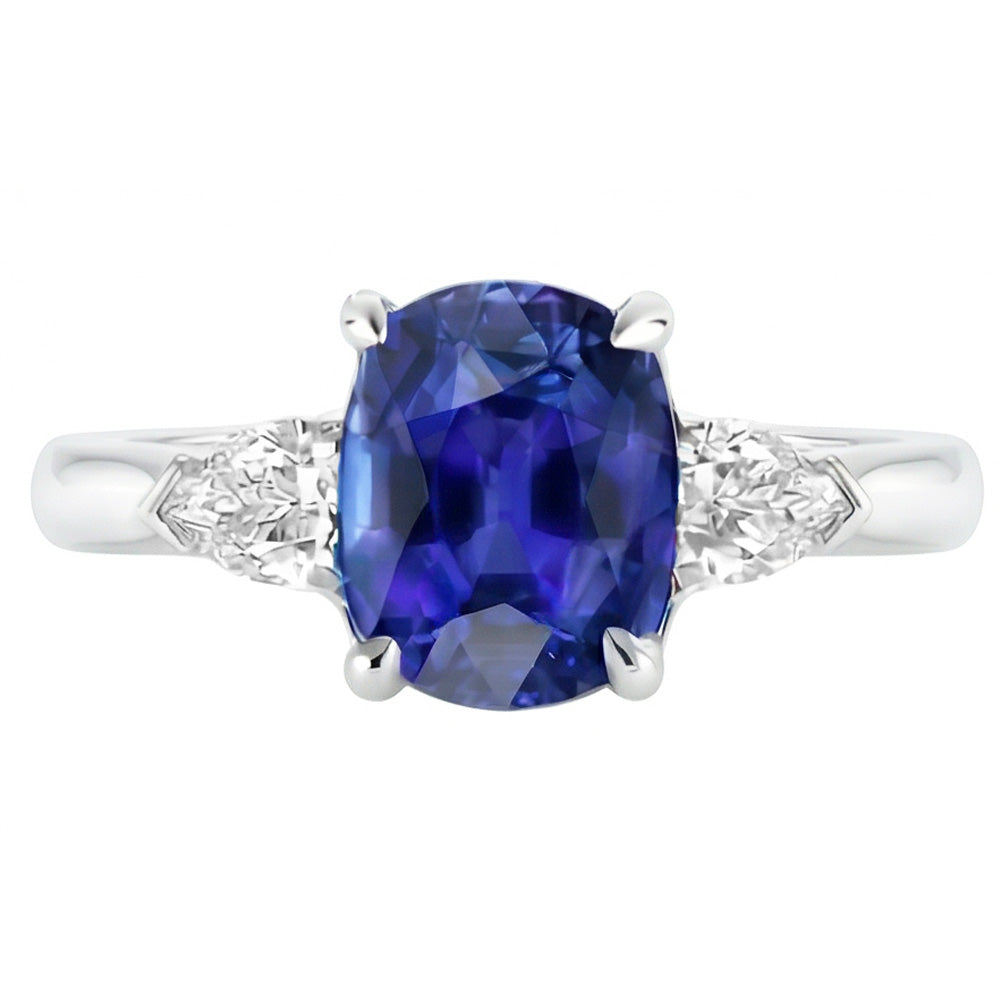 natural oval sapphire 3ct ring side angle