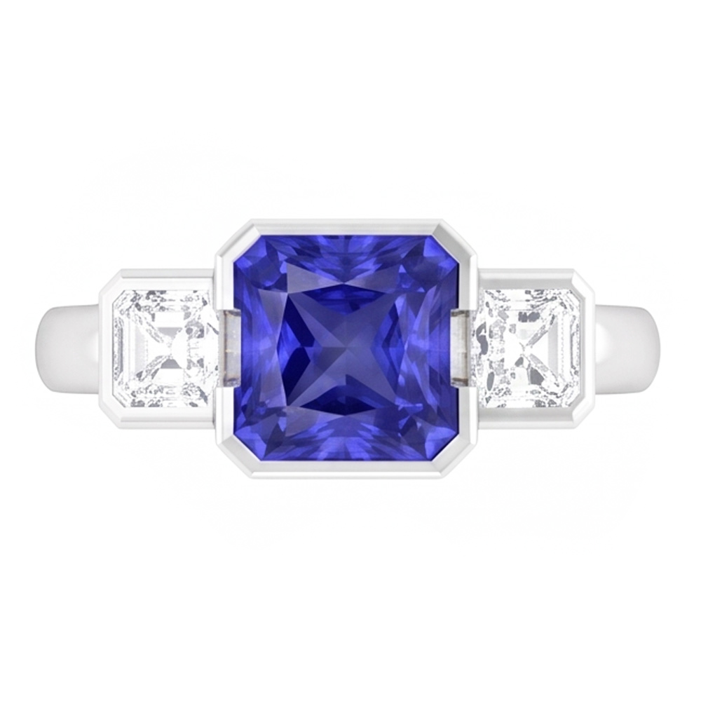 Natural Sapphire Ring 3ct - White Gold 14K