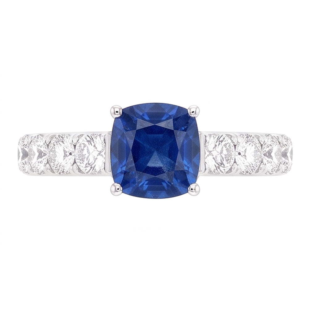 Natural Sapphire Ring 3ct - White Gold 14K